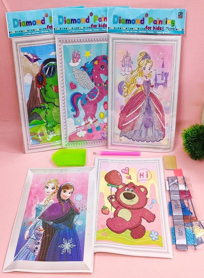 AMANVANI Diamond Painting Kits for Kids with Frame Cute Animal Art and Crafts for Kids, Birthday Return Gifts for Girls, Art and Craft Kit, DIY Kit for Girls (Pack of 4) - Image 1